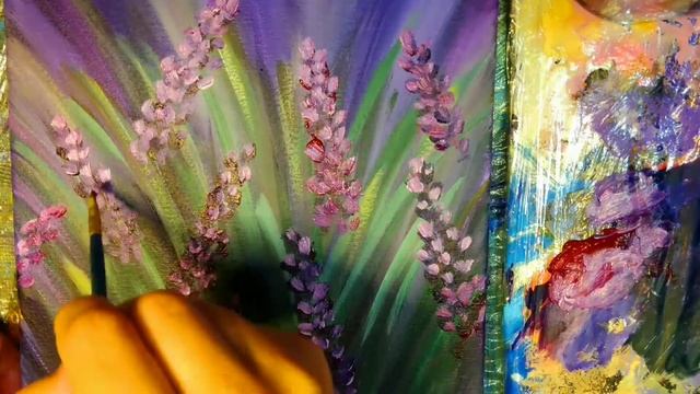 КАК НАРИСОВАТЬ ЛАВАНДУ АКРИЛОМ / Relaxing & TUTORIAL ? смотреть онлайн