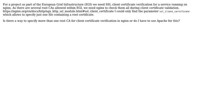 How to specify multiple root certificates for nginx client certificate verification? смотреть онлайн