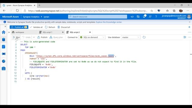 Using Synapse studio to explore content of files смотреть онлайн