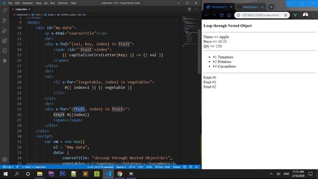 [013] Loop through Nested Object using v for Directives [Vue JS 2] [Arabic] [Beginners] #Vue Js 2 смотреть онлайн