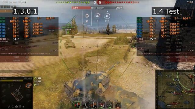 Сравнение производительности WoT 1.3.0.1 vs 1.4 на ноутбуке (средний пресет) смотреть онлайн