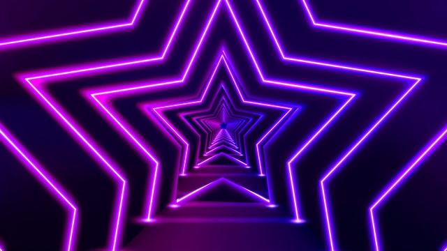 Neon Star Tunnel Motion Design Background Animation - Vjloops 2021
