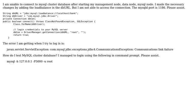 Databases: Unable to connect to MySQL cluster database смотреть онлайн
