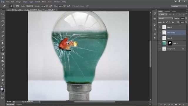 Broken Glass Bulb and Fish - Photoshop CC смотреть онлайн