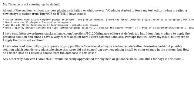 Wordpress: Visual composer causing conflict with TinyMCE смотреть онлайн