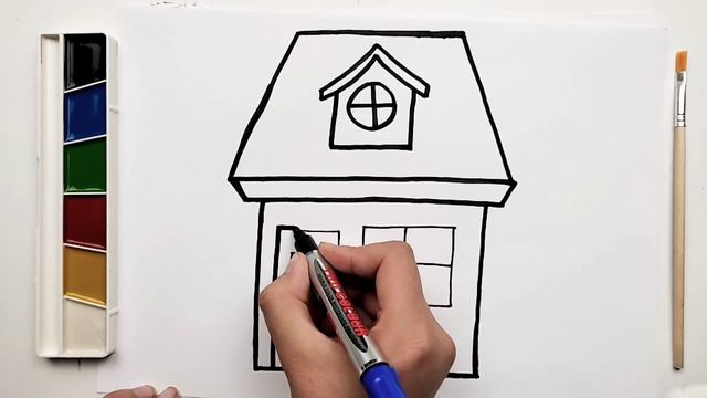Drawing house | How to draw a house | Drawing for kids | Как нарисовать ДОМИК | Раскраски малыша смотреть онлайн