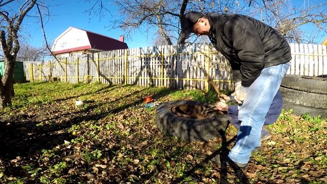 Грузовой "шиномонтаж" в огороде. Изготовление ручек для саджа смотреть онлайн