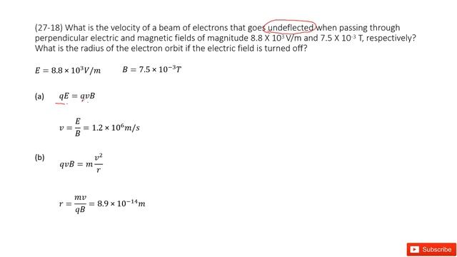 (27-18) What is the velocity of a beam of electrons that goes undeflected when passing through perp смотреть онлайн