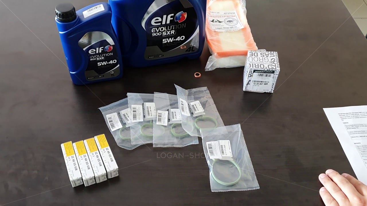 Комплект запчастей для технического обслуживания Renault Duster с мотором 1.6 H4M смотреть онлайн