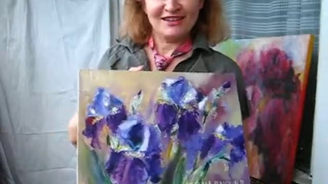 Цветы ирисы маслом Видео о новой картине смотреть онлайн