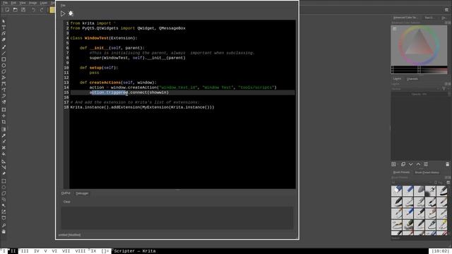 Krita Python Scripting Tutorial #3 - Extensions смотреть онлайн