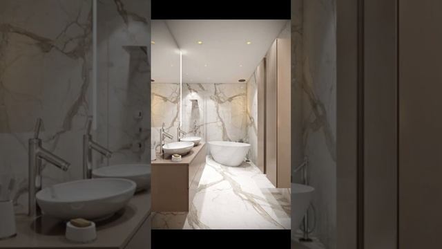 Дизайн ванной комнаты в стиле светлый мрамор для своего дома, квартиры смотреть онлайн