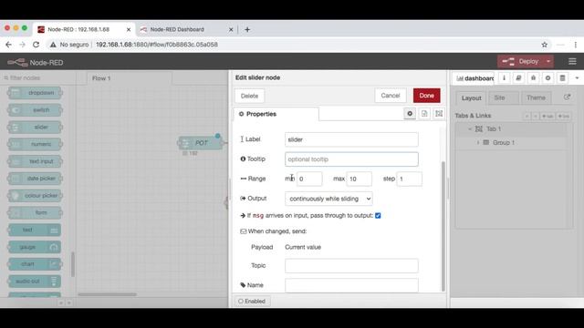 (17) CURSO Node-RED DASHBOARD propiedades de nodo Slider (Básico I) смотреть онлайн