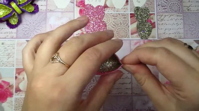 Быстрая заколка-бабочка из Эко-Кожи и фоамирана/DIY Канзаши/Eco-leather Bow Tie And Glitter Foamira