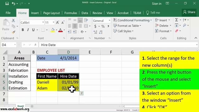 Insert columns in a range - Learn Excel Fast - Excel 2016 смотреть онлайн