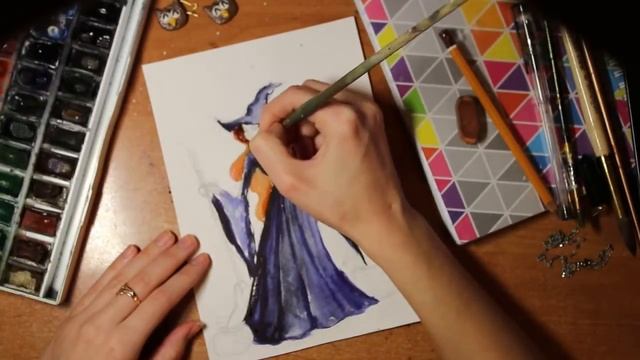 Рисуем ведьмочку к хэллоуину.Хэллоуин 2018=)Рисунки к хэллоуину акварелью.HALLOWEEN! смотреть онлайн