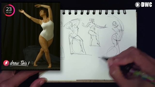 Gesture Drawing Demo, Part 1 of 3 (1 Minute Poses) смотреть онлайн