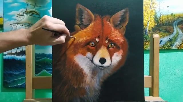 Как быстро и легко рисовать шерсть_как рисовать лисицу маслом_как рисовать маслом_how to draw a fox смотреть онлайн