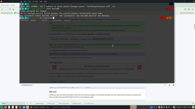 manjaro tricks - installing mariadb mysql and basic setup смотреть онлайн