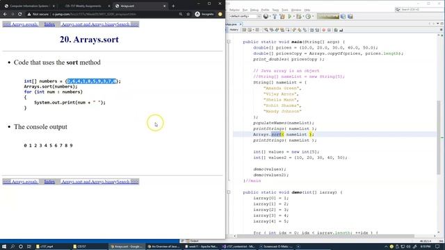 11.7 Array searching, Arrays.binarySearch() and sequential search смотреть онлайн