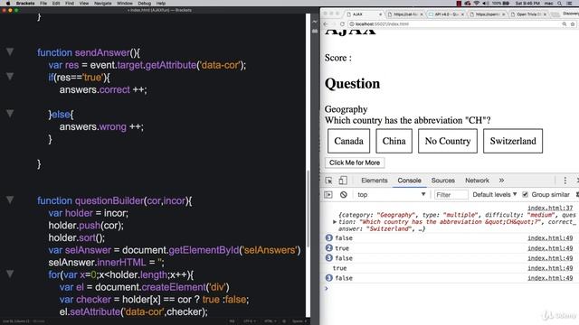 JSON+AJAX+API 1008 Tweak Quiz and add Scoring смотреть онлайн