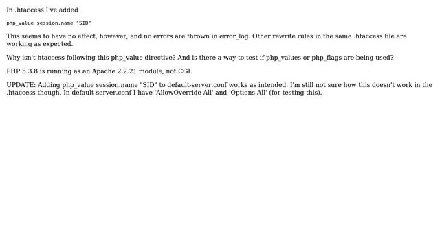 DevOps & SysAdmins: Why isn't htaccess following this php_value directive? смотреть онлайн