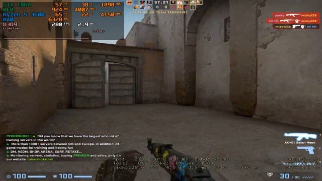 CS:GO : GTX 1060 3GB + Ryzen 5 3600 : DeathMatch (128 tick) смотреть онлайн
