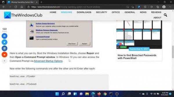 Fix Missing Operating System Not Found error in Windows