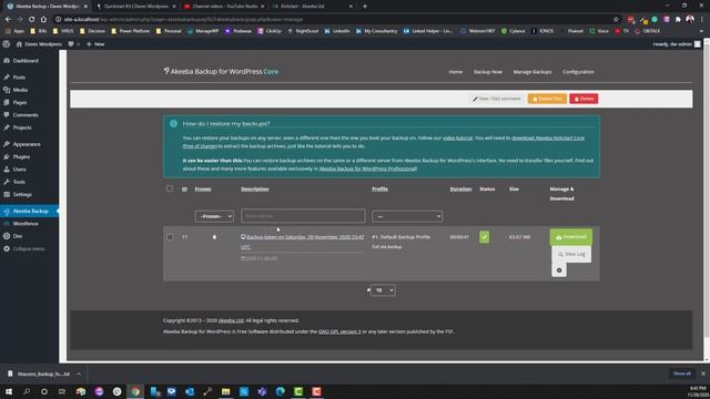 Akeeba Backup Dave's WordPress Quickstart Kit смотреть онлайн