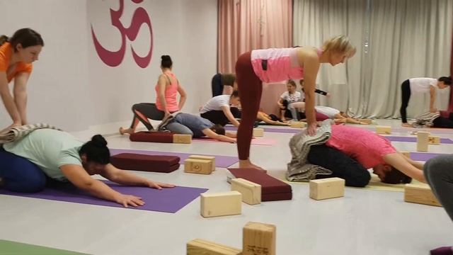 Адхо мукха Вирасана с партнером. Вытяжение спины. смотреть онлайн