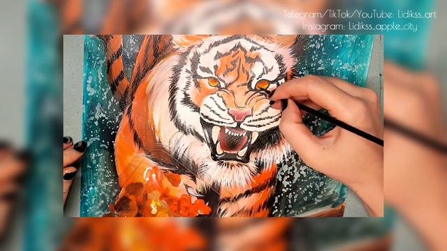 Глаза тигра акриловыми красками. Drawing of a tiger's eyes with acrylic paints #arttherapy #artwork смотреть онлайн