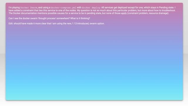 How do I find out why my Docker service is in Pending state? смотреть онлайн