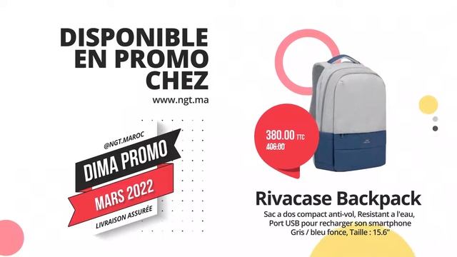 Rivacase Backpack sac à dos anti vol au Maroc смотреть онлайн