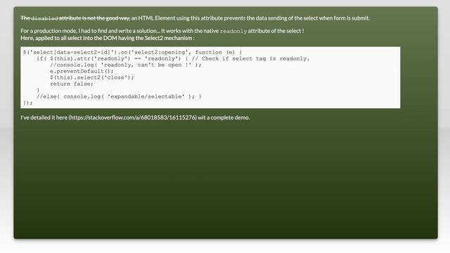 Select2 - make it readonly (not disabled!) from js смотреть онлайн