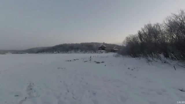 Первый выход на лыжах. Мурманск. Полярная ночь. -27.