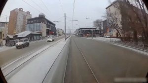 Омский трамвай запись с регистратора маршрут 7 Амур - Стрельникова за 15 минут осень 2019