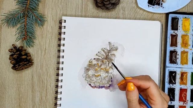 Рисуем шишку, быстро и легко. смотреть онлайн