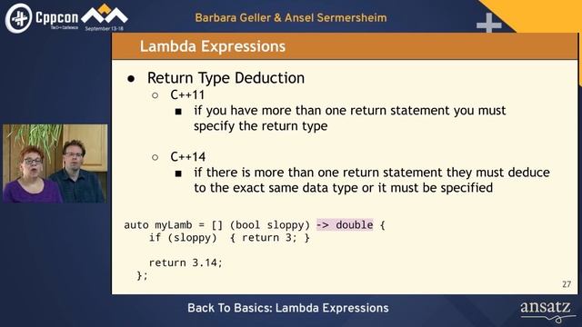 Back To Basics: Lambda Expressions - Barbara Geller & Ansel Sermersheim - CppCon 2020 смотреть онлайн