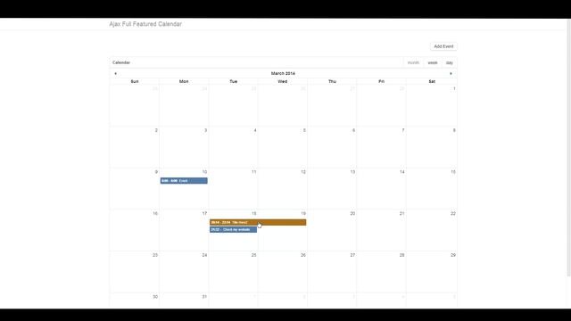 Ajax Full Featured Calendar (fullcalendar) - 8.[Month View] Drag and Resize Events смотреть онлайн