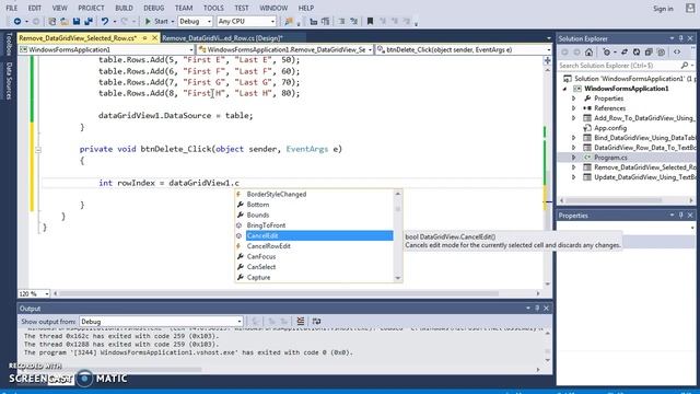 C# - How To Delete Selected DataGridView Row Using C# [ With Source Code ] смотреть онлайн