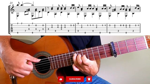 Zingarella by Enrico Macias | Classical Guitar Tutorial + Sheet and Tab | Fingerstyle смотреть онлайн