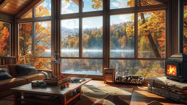 Cozy Cabin Ambience with Gentle Night Rain 💧 Rain & Fireplace Sounds for Relax, Study & Work