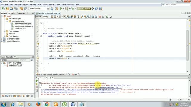 List | Java 9 | Factory Method | IDE смотреть онлайн
