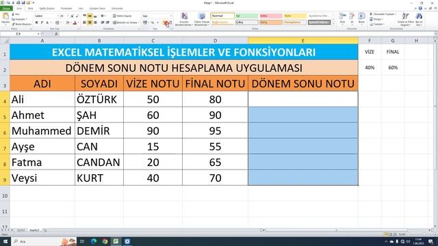 Excel 32: Öğrenci otomasyonu dönem sonu not ortalaması hesaplama uygulaması смотреть онлайн