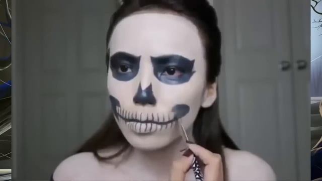 Скелет на Хэллоуин. Страшный макияж смотреть онлайн