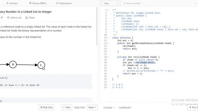 1290. Convert Binary Number in a Linked List to Integer | LeetCode | Linked List | Bit Manipulation смотреть онлайн