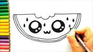 Как нарисовать симпатичный арбуз - Рисовать арбуз легко