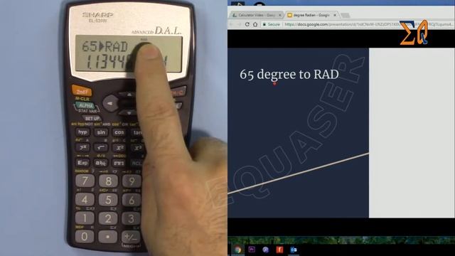 Sharp EL-531W convert angle degree to radian смотреть онлайн