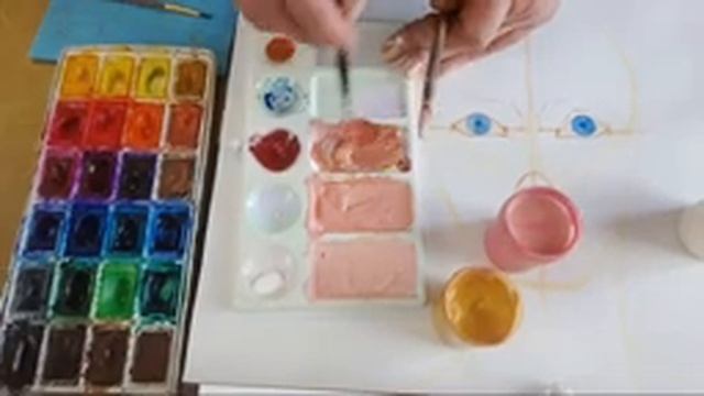 Как нарисовать фешн Портрет Девушки. Гуашь и Акварель. Запись прямого эфира. Часть 1. смотреть онлайн