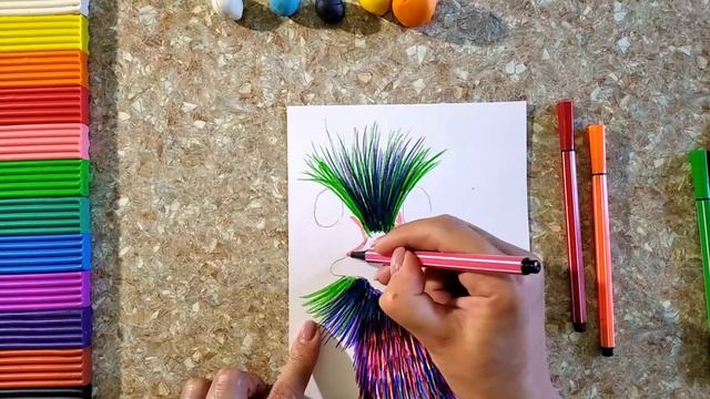 Рисуем и лепим страуса ? с помощью фломастеров и пластилина смотреть онлайн